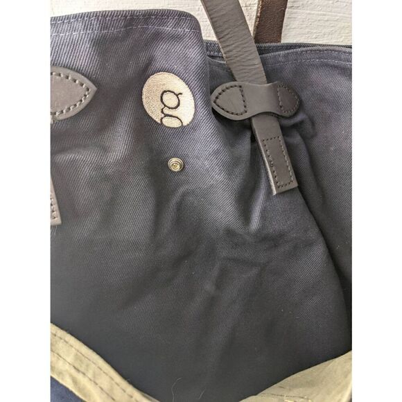 Filson Vintage Two Tone Tote Bag Canvas Green Navy w Pockets **Distressed Stains - Picture 4 of 16